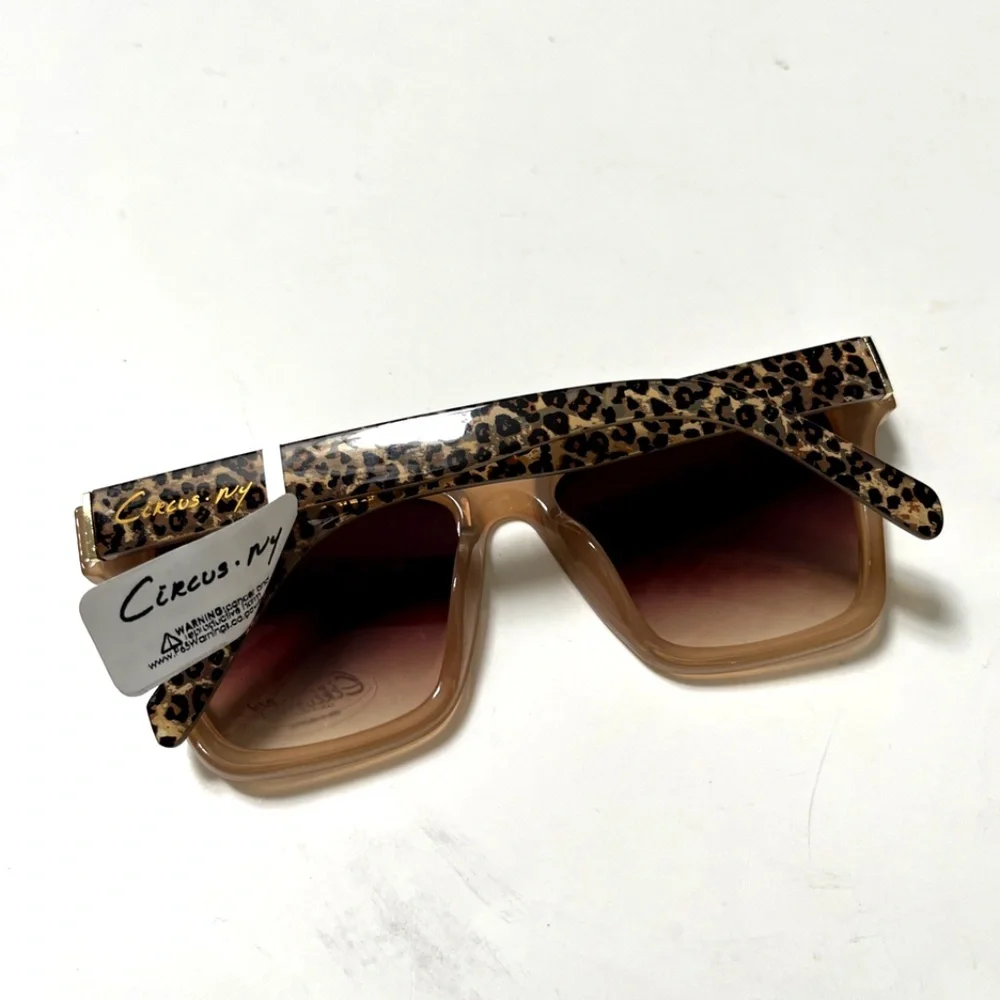 New CIRCUS BY SAM EDELMAN Cat Eye Sunglasses Leopard Animal Print